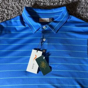 Kjus Polo Shirt Mens 52 L Soren Striped Golf Performance Office Casual